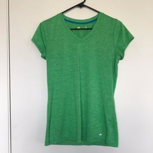 Two workout v-necks (green and red)